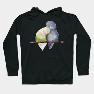 Budgies in Love Watercolor Hoodie